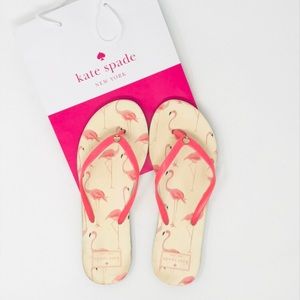 ♠️Kate Spade pink flamingo flip flops BAG INCLUDED
